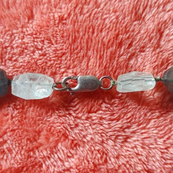 17" gemstone necklace 925 quartz labradorite green amethyst. - Picture 4 of 6